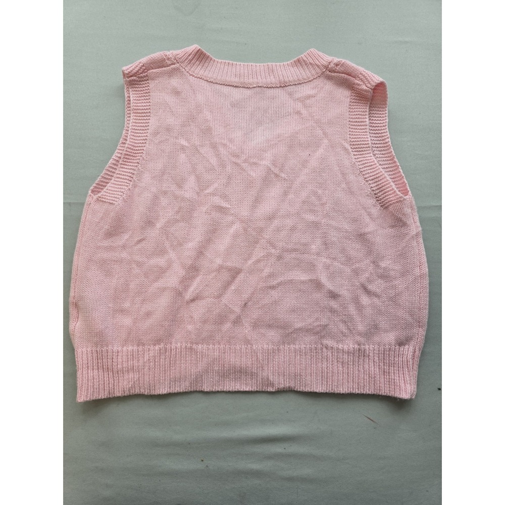 SHEIN Pink Cable Knit Sweater Vest V-Neck Sleeveless Preppy Top Small